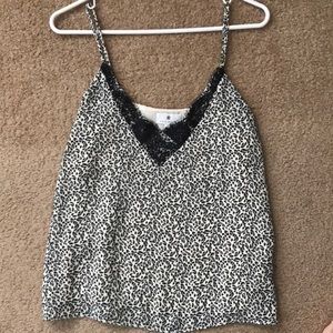 Socialite blue cheetah lace trim cami